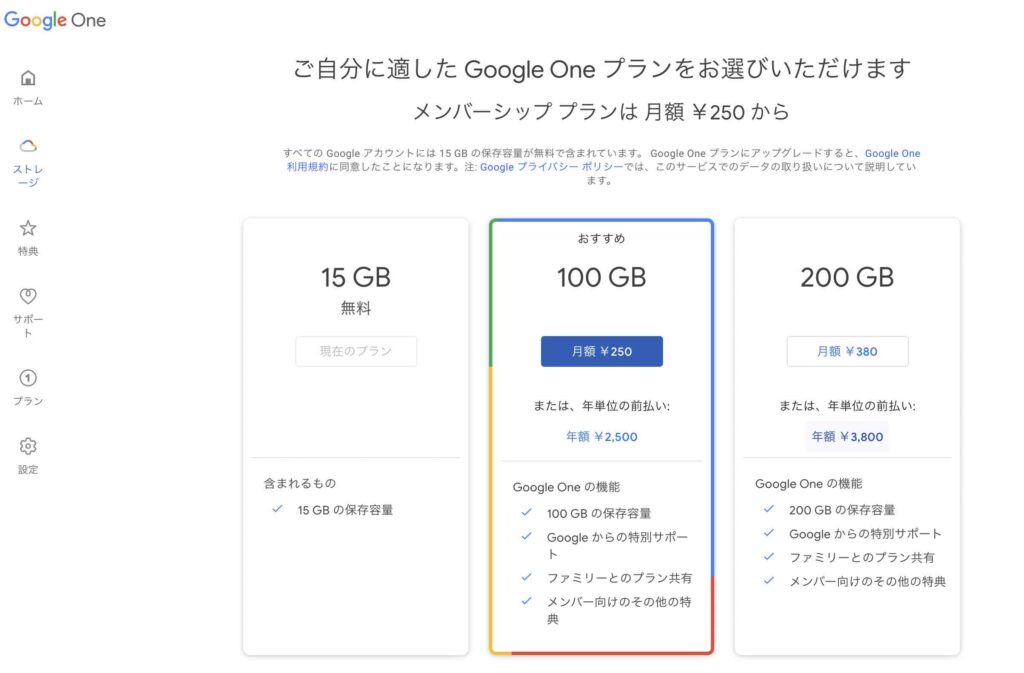 GoogleDriveの画面｜Googleドライブの有料プランで容量を増やす